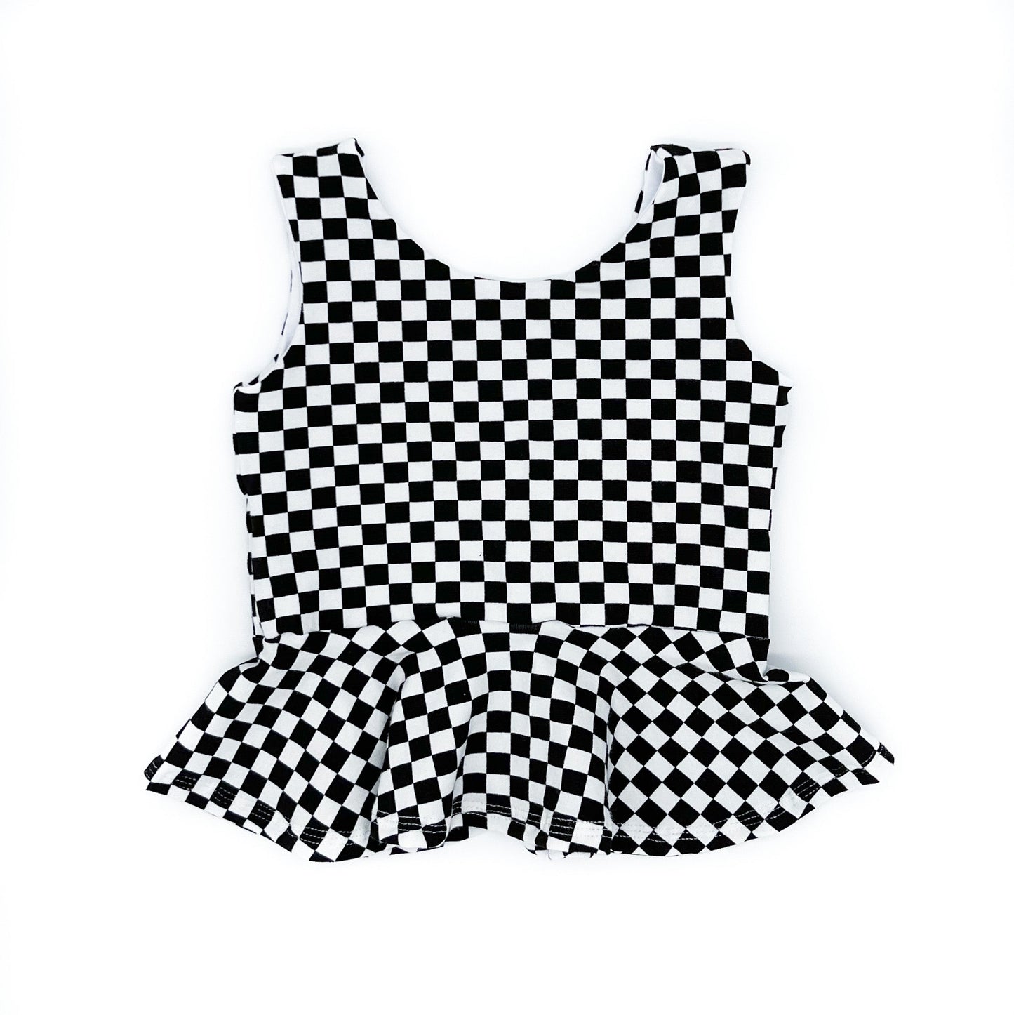 Black & White Check Peplum Top