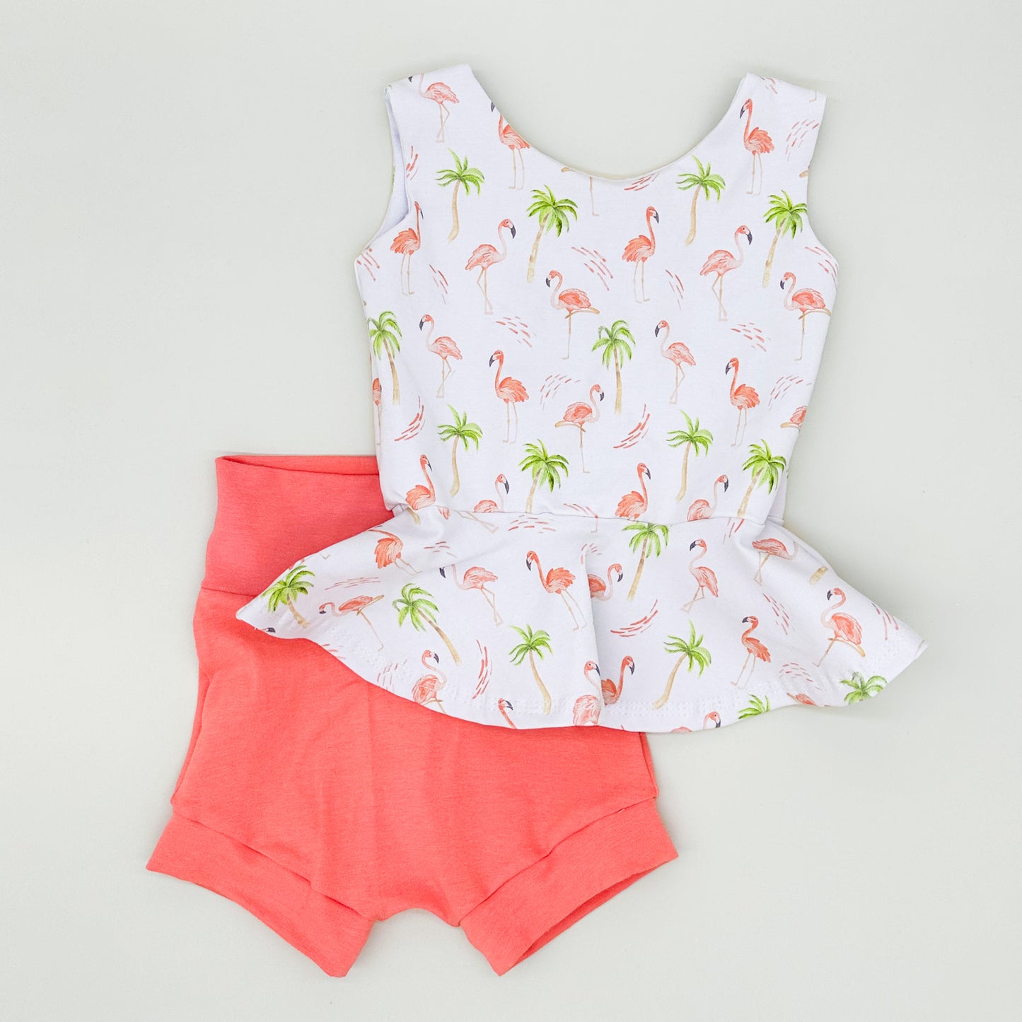 Peach Flamingo Peplum Tank Top