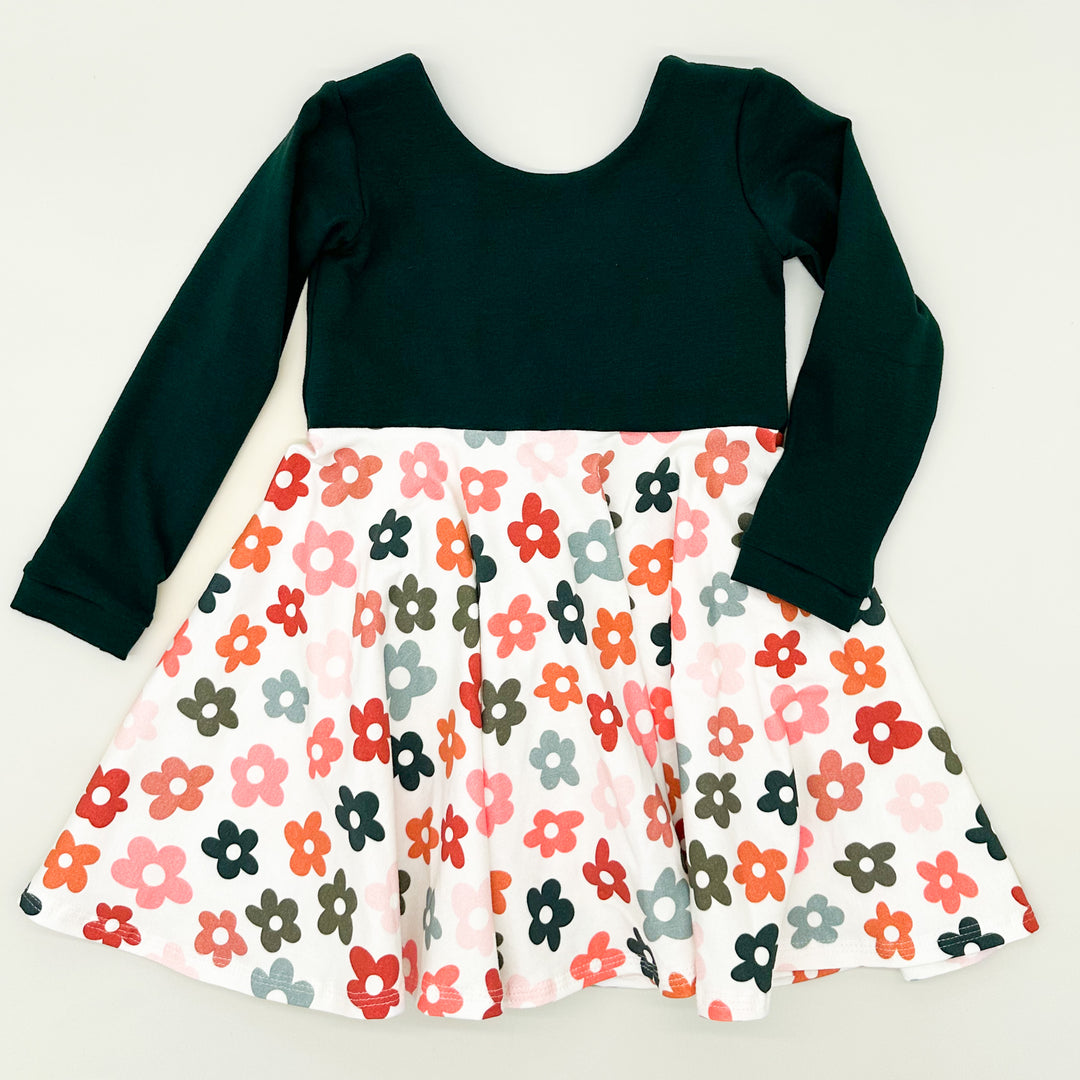 Retro Daisy Twirl Dress (Hunter Bodice)