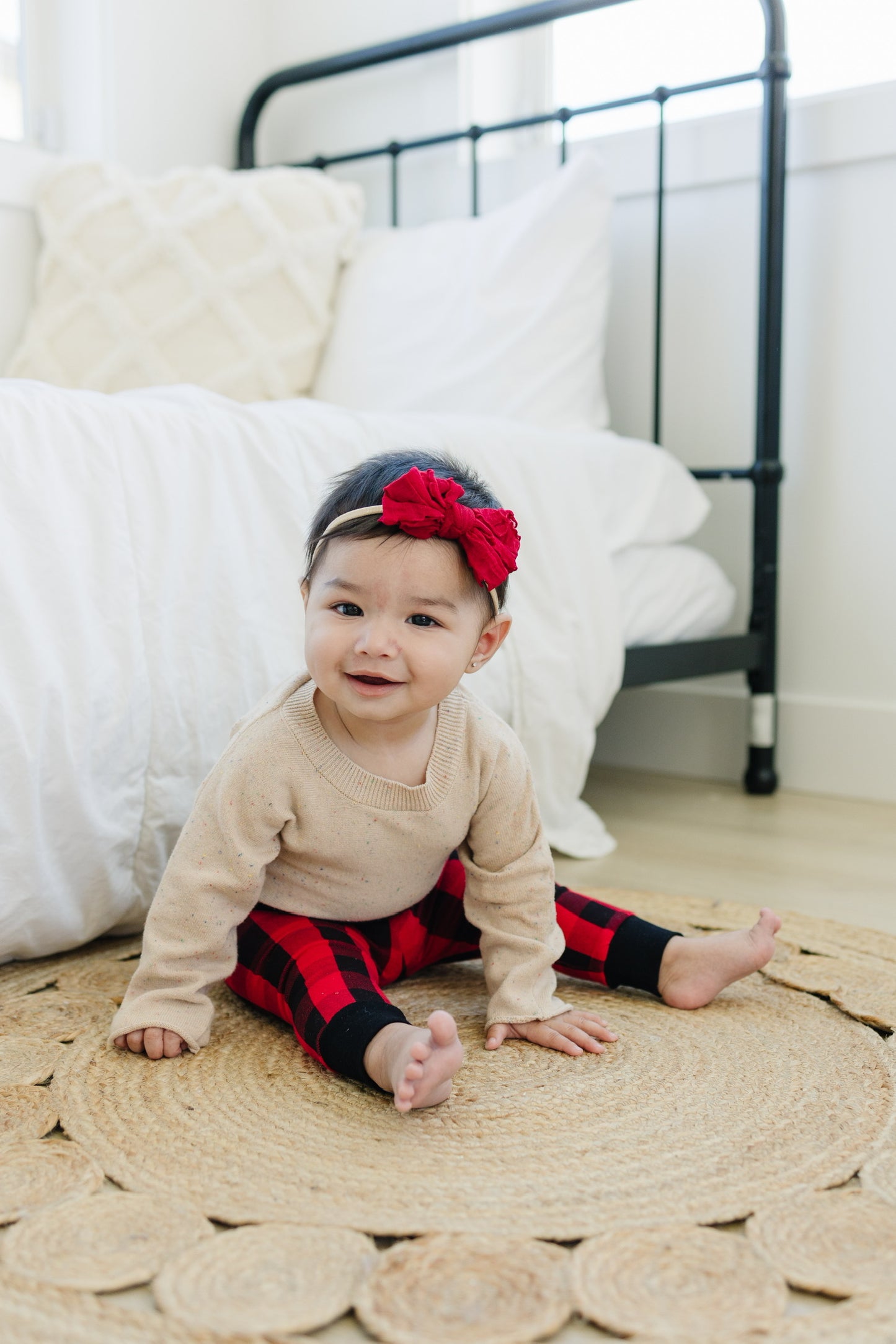 Red & Black Check Leggings - black cuffs