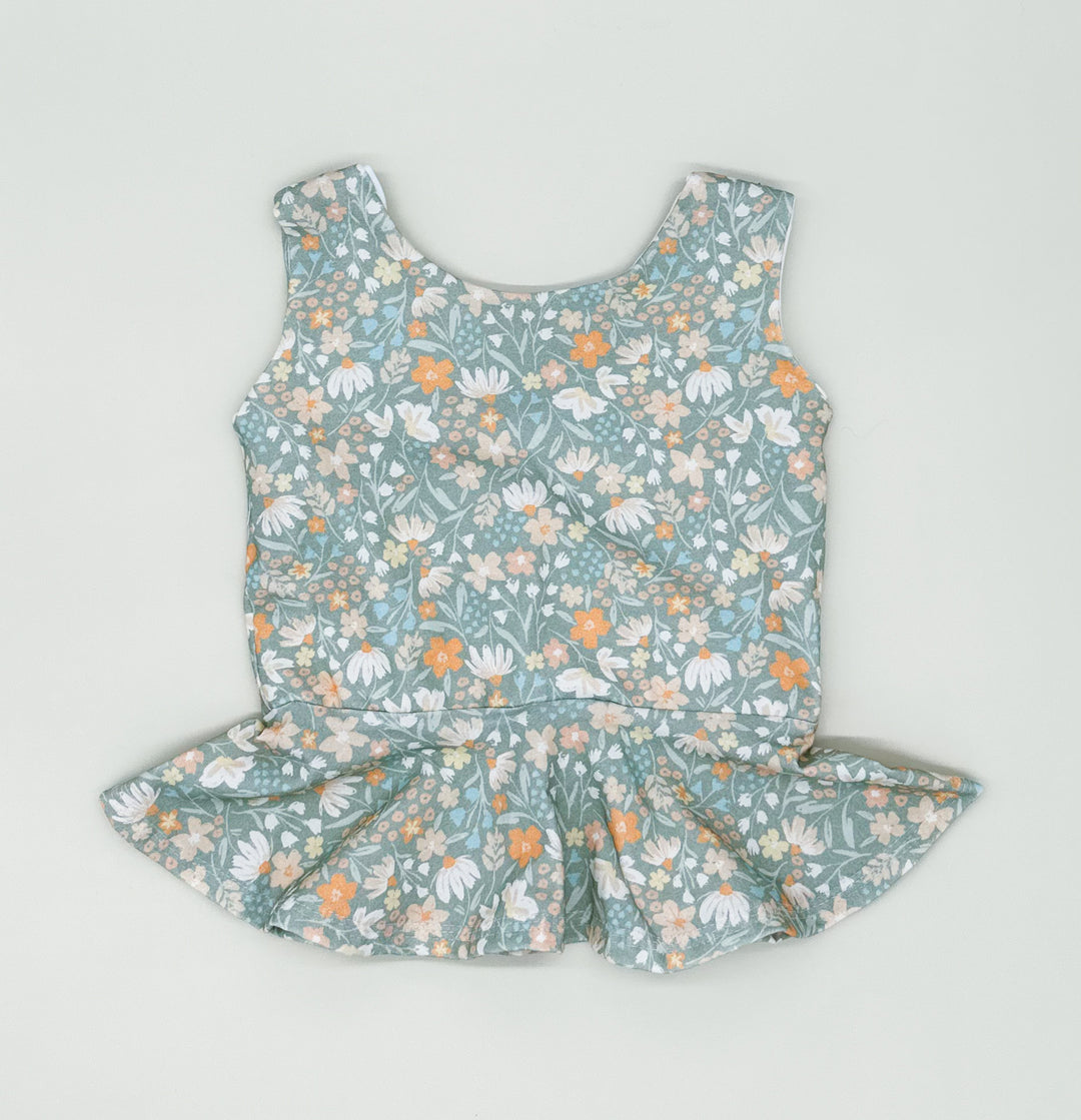 Sage Bloom Peplum Top