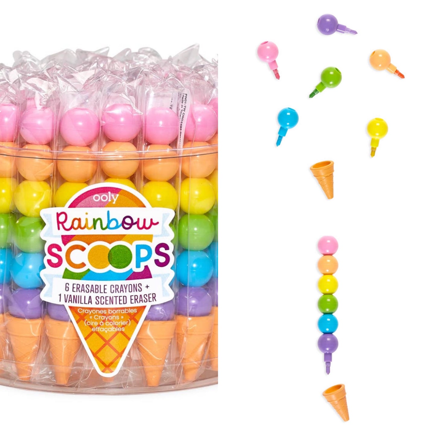 Rainbow Scoops Stacking Erasable Crayons