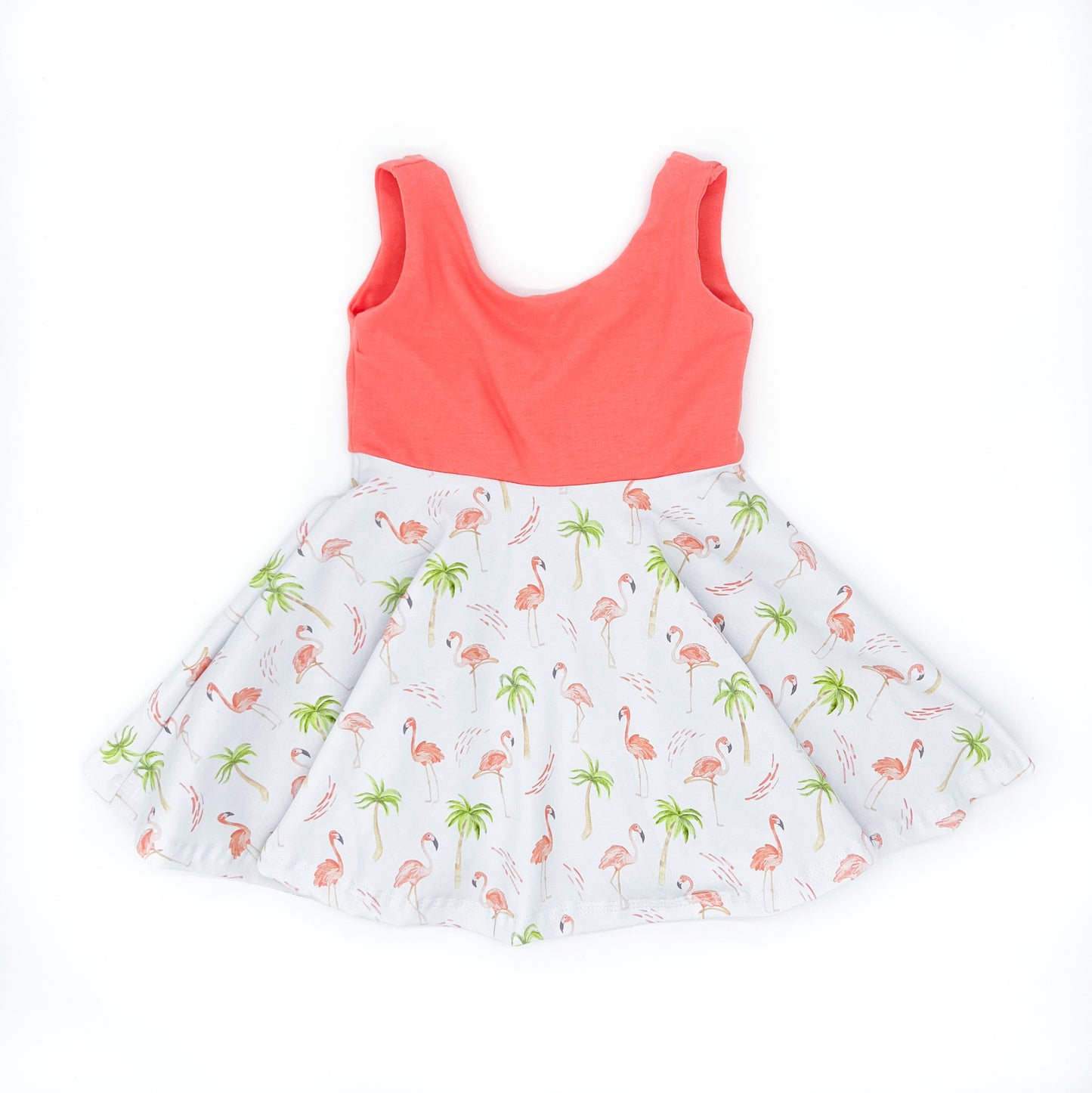Peach Flamingo Twirl Dress (Peach Bodice)