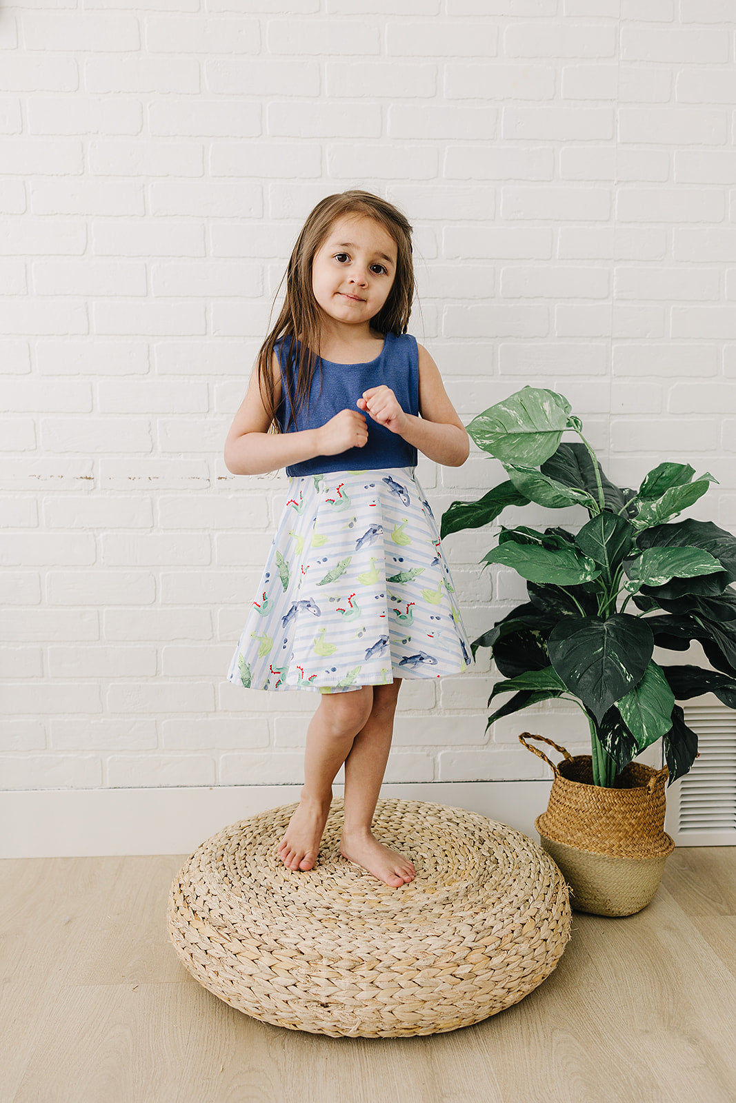 Blue Pool Float Twirl Dress (Indigo Bodice)