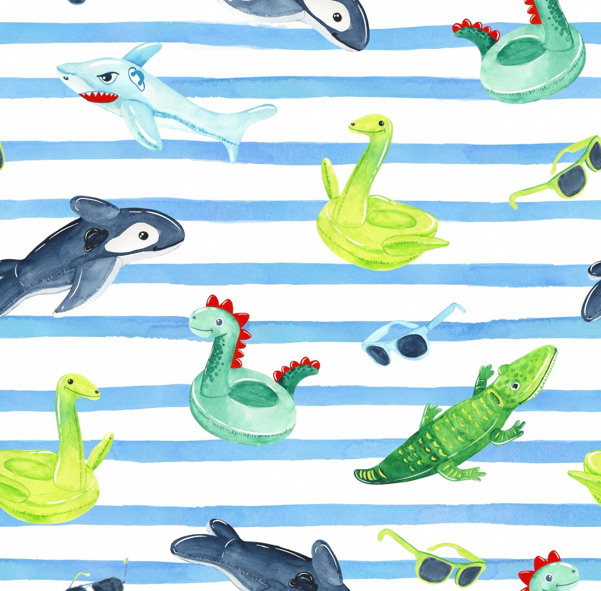 Blue Stripe Pool Float Shorties (Matching)