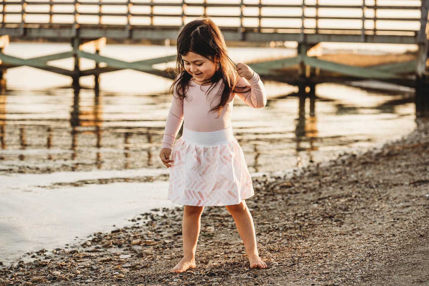 pink herringbone skirt (white waist)
