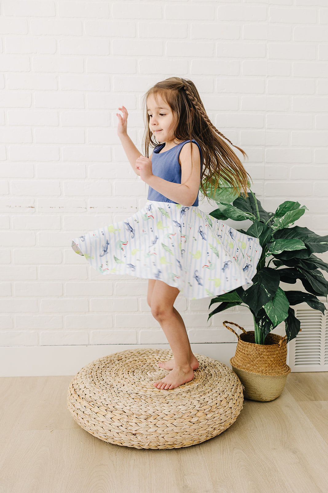 Blue Pool Float Twirl Dress (Indigo Bodice)