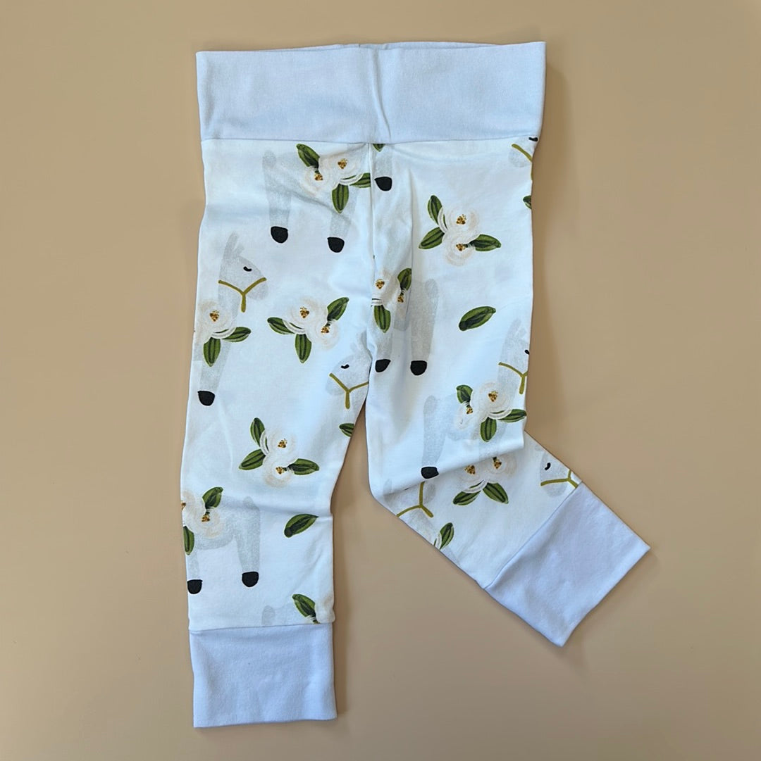 RTS floral llama (white) leggings 9-12 – doodle & jack