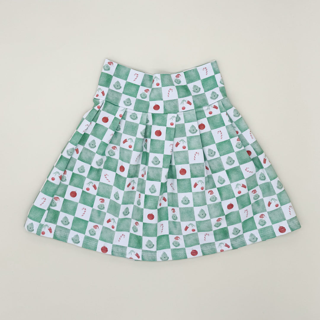 Grinch Checker Skirt (Matching)