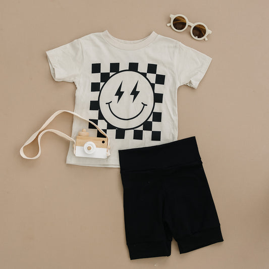 Smiley Check Top - Sand