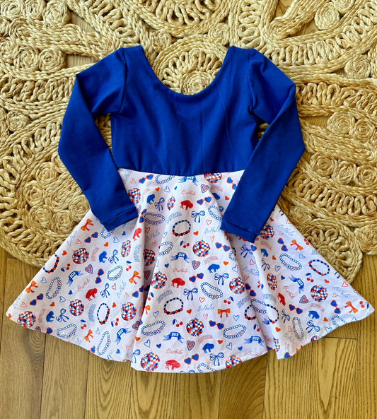 Coquette Buffalo Twirl Dress Blue bodice