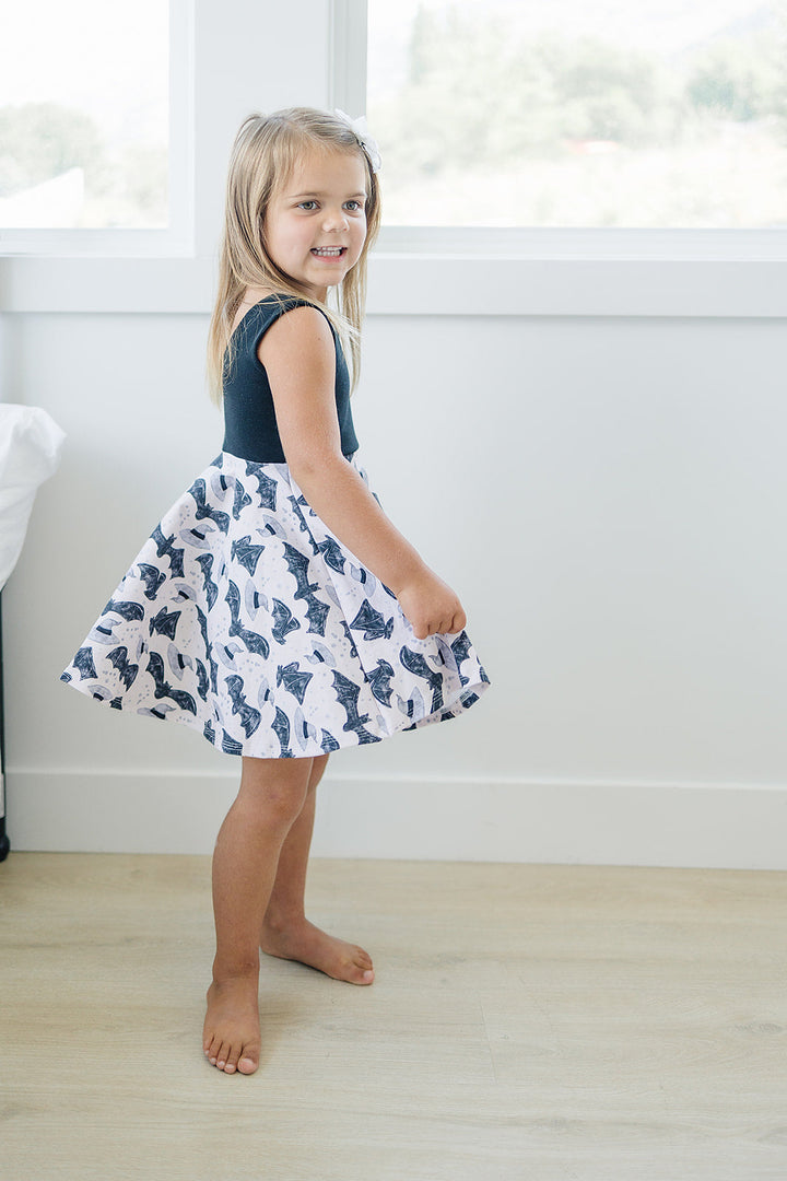 Bat & Witch Hat Twirl Dress (Black Bodice)