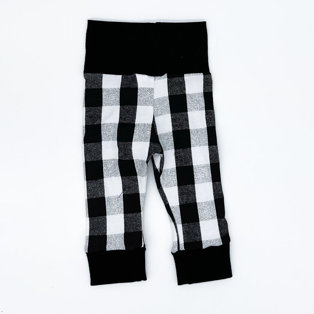 RTS black & white plaid leggings - NB, 3-6, 12-18, 2T