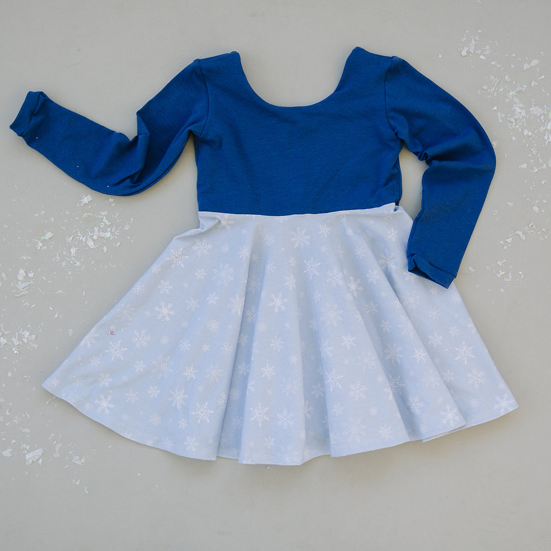 Snowflake Twirl Dress (Indigo Bodice)