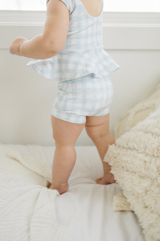 Steel Gingham Shorties (Matching)