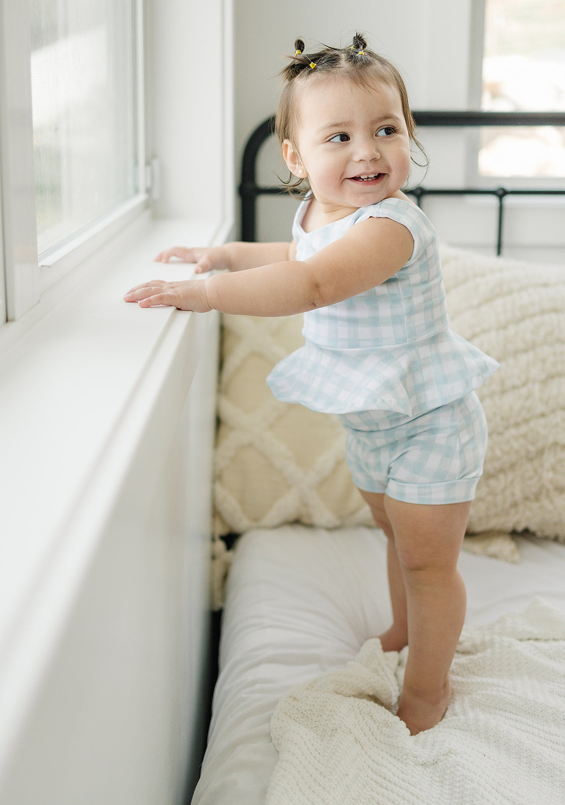 Steel Gingham Shorties (Matching)