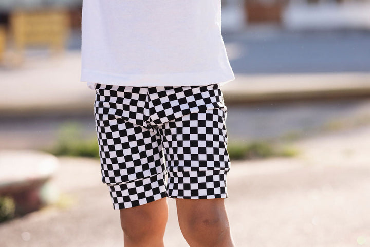 Solid Black & White Check Shorties