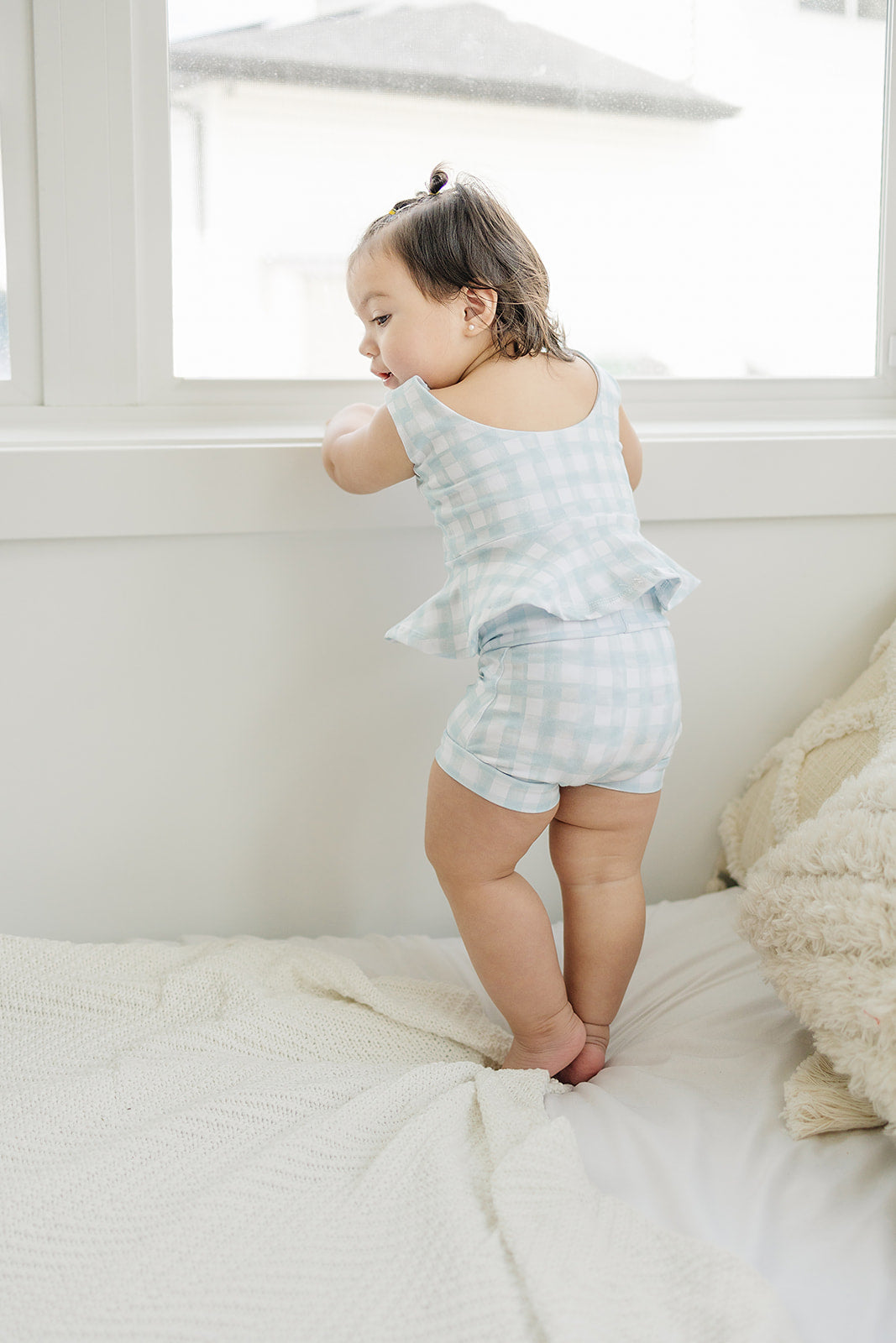 Steel Gingham Shorties (Matching)