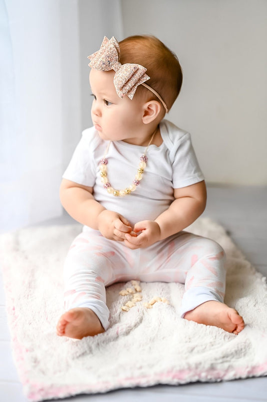 Pink Herringbone Leggings