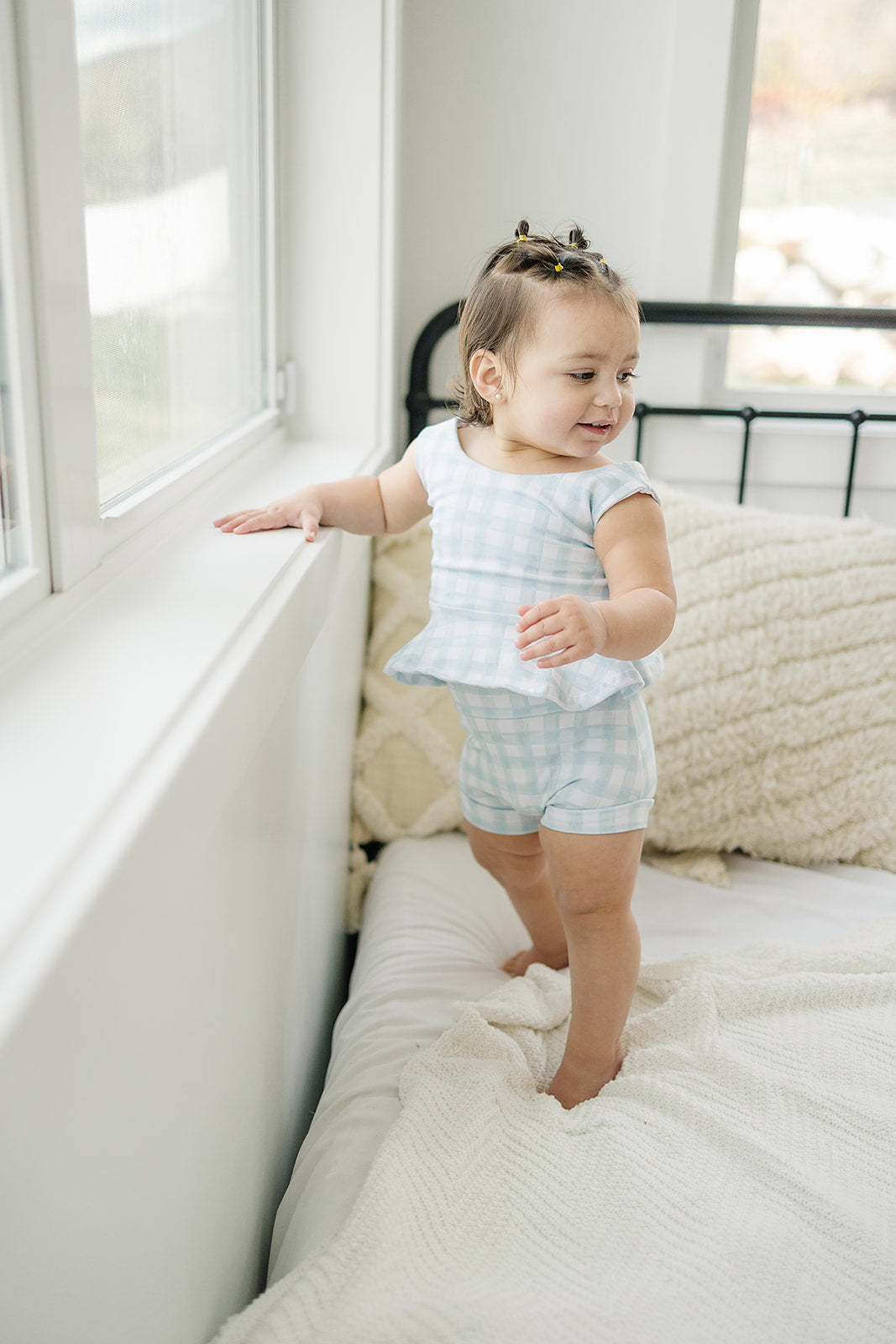 Steel Gingham Shorties (Matching)